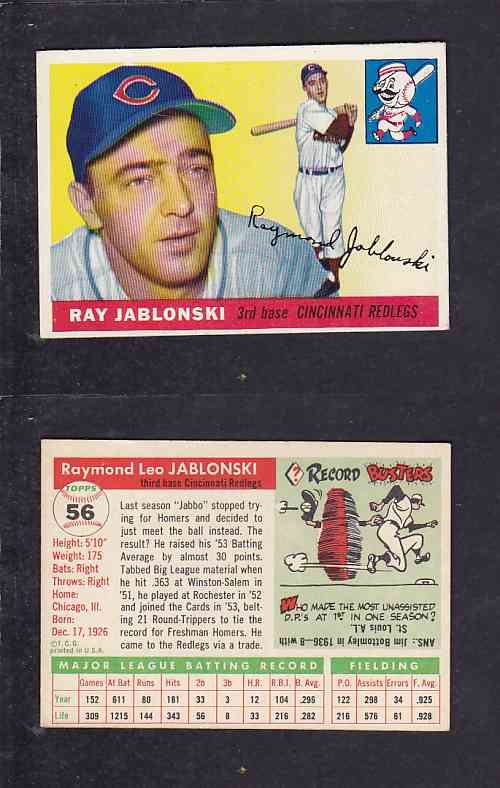 1955 TOPPS BASEBALL CARD #56 R. JABLONSKI photo 1955 TOPPS BASEBALL CARD #56 R. JABLONSKI photo