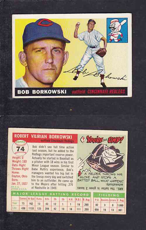 1955 TOPPS BASEBALL CARD #74 R. BORKOWSKI photo 1955 TOPPS BASEBALL CARD #74 R. BORKOWSKI photo