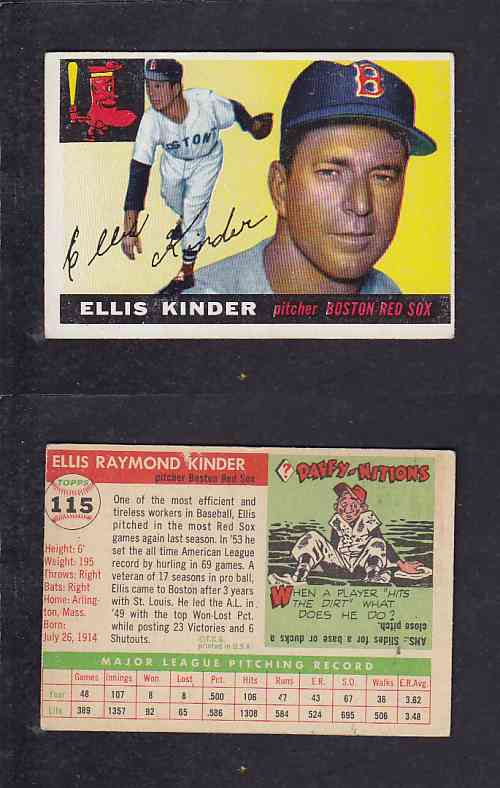 1955 TOPPS BASEBALL CARD #115 E. KINDER photo 1955 TOPPS BASEBALL CARD #115 E. KINDER photo