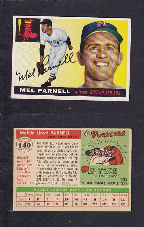 1955 TOPPS BASEBALL CARD #140 M. PARNELL photo 1955 TOPPS BASEBALL CARD #140 M. PARNELL photo