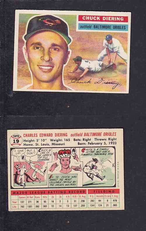 1956 TOPPS BASEBALL CARD #19 C. DIERING photo 1956 TOPPS BASEBALL CARD #19 C. DIERING photo