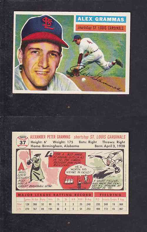 1956 TOPPS BASEBALL CARD #37 A. GRAMMAS photo 1956 TOPPS BASEBALL CARD #37 A. GRAMMAS photo