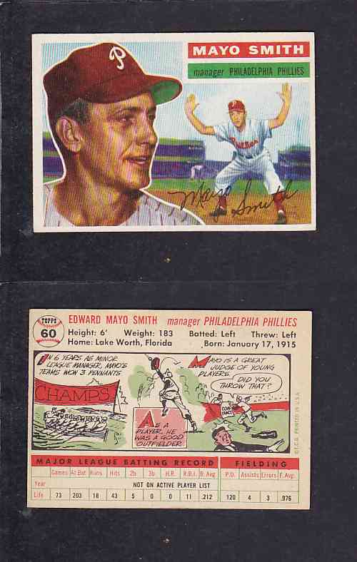 1956 TOPPS BASEBALL CARD #60 E. SMITH photo 1956 TOPPS BASEBALL CARD #60 E. SMITH photo