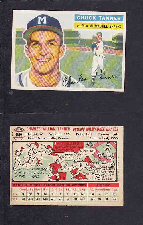 1956 TOPPS BASEBALL CARD #69 C. TANNER photo 1956 TOPPS BASEBALL CARD #69 C. TANNER photo