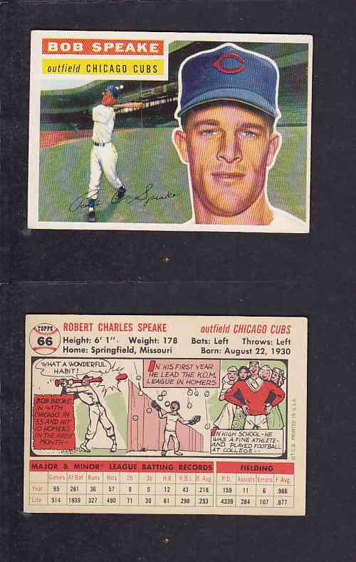 1956 TOPPS BASEBALL CARD #66 R. SPEAKE photo 1956 TOPPS BASEBALL CARD #66 R. SPEAKE photo