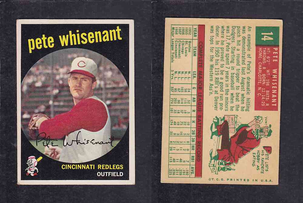 1959 TOPPS BASEBALL CARD#14 P. WHISENANT photo 1959 TOPPS BASEBALL CARD#14 P. WHISENANT photo