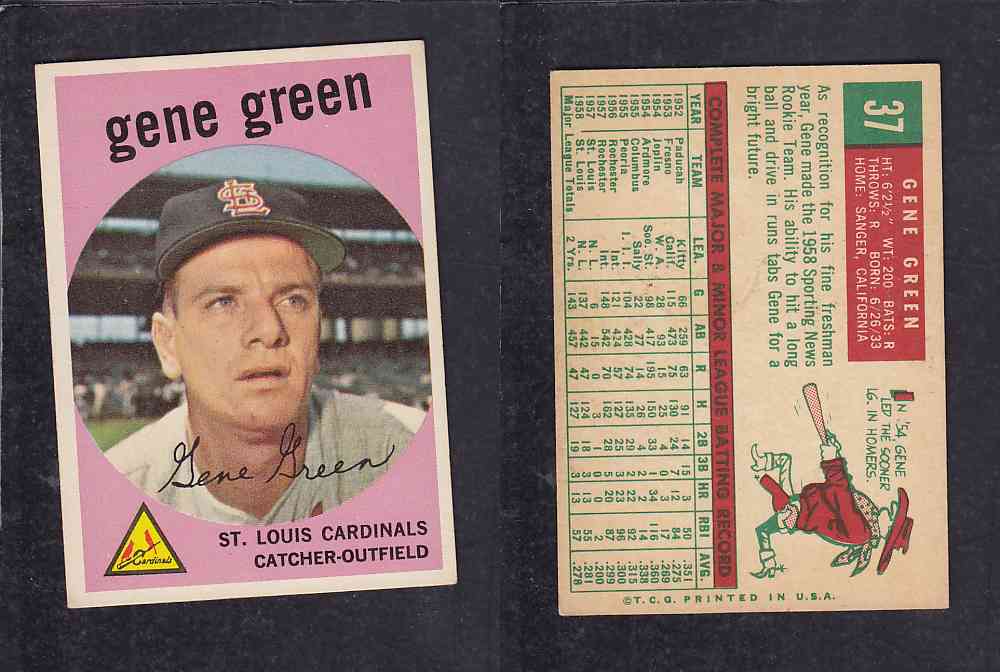 1959 TOPPS BASEBALL CARD#37 G. GREEN photo 1959 TOPPS BASEBALL CARD#37 G. GREEN photo
