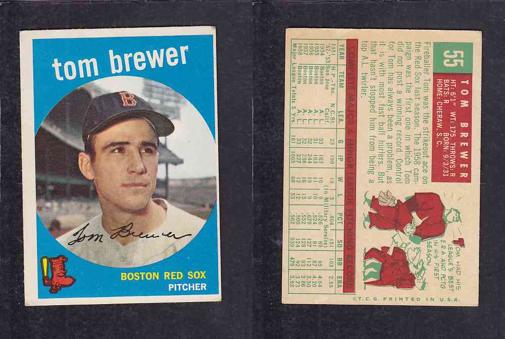 1959 TOPPS BASEBALL CARD#55 T. BREWER photo 1959 TOPPS BASEBALL CARD#55 T. BREWER photo