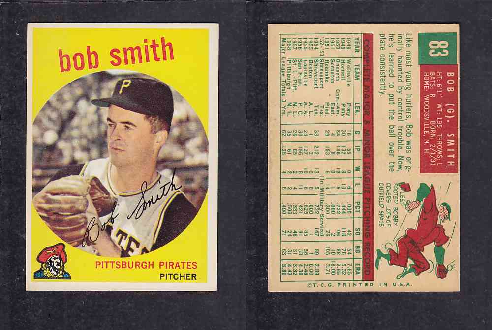 1959 TOPPS BASEBALL CARD #83 B. SMITH photo 1959 TOPPS BASEBALL CARD #83 B. SMITH photo