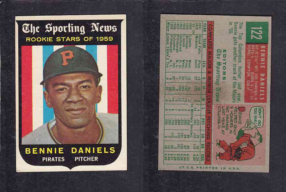 1959 TOPPS BASEBALL CARD #122 B. DANIELS photo 1959 TOPPS BASEBALL CARD #122 B. DANIELS photo