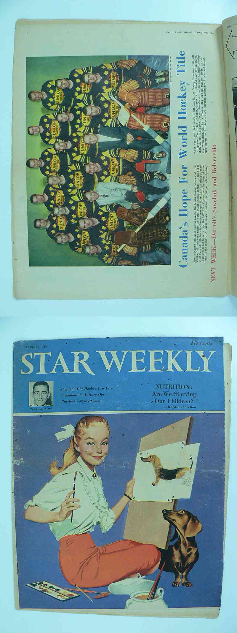 1957-58 TORONTO STAR FULL MAGAZINE WHITBY DUNLOP TEAM POSTER photo 1957-58 TORONTO STAR FULL MAGAZINE WHITBY DUNLOP TEAM POSTER photo