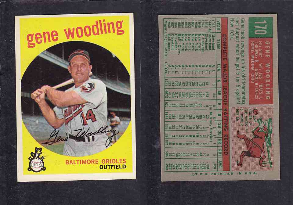 1959 TOPPS BASEBALL CARD #170 G. WOODLING photo 1959 TOPPS BASEBALL CARD #170 G. WOODLING photo