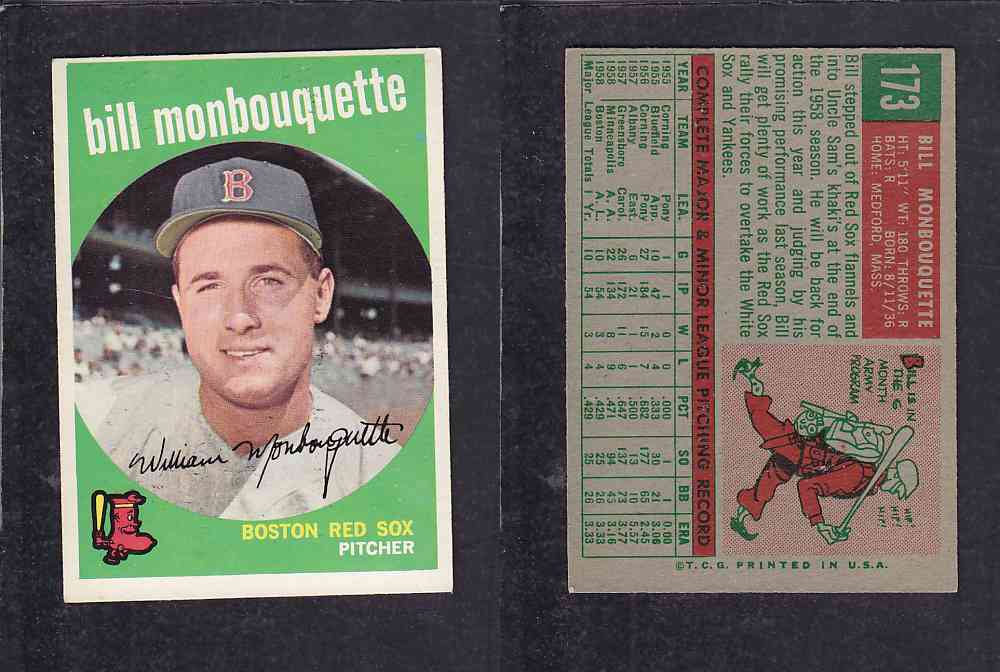 1959 TOPPS BASEBALL CARD #173 B. MONBOUQUETTE photo 1959 TOPPS BASEBALL CARD #173 B. MONBOUQUETTE photo