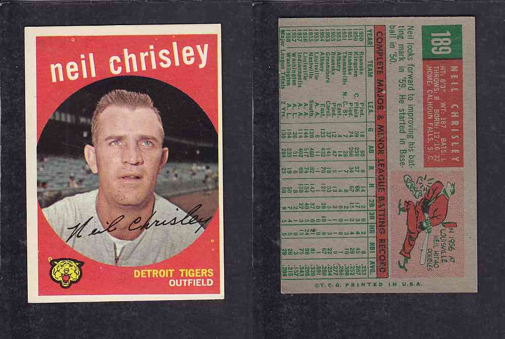 1959 TOPPS BASEBALL CARD #189 N. CHRISLEY photo 1959 TOPPS BASEBALL CARD #189 N. CHRISLEY photo