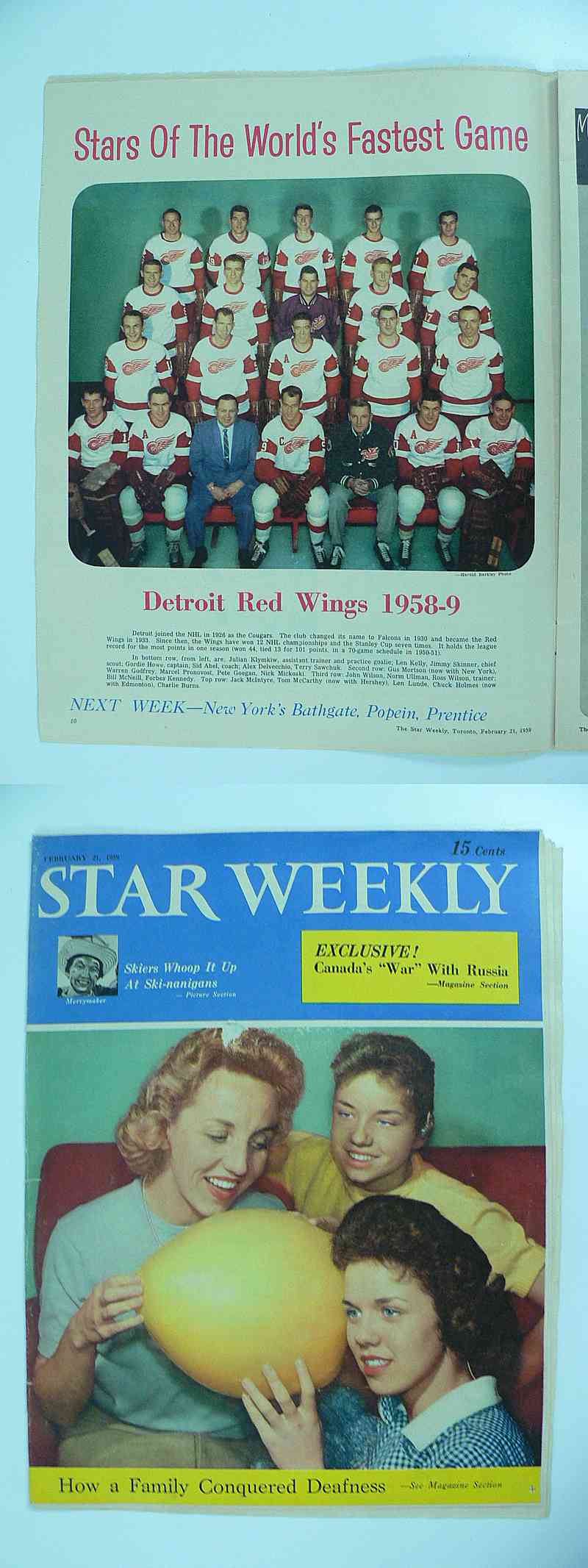 1958-59 TORONTO STAR FULL MAGAZINE DETROIT RED WINGS POSTER photo 1958-59 TORONTO STAR FULL MAGAZINE DETROIT RED WINGS POSTER photo