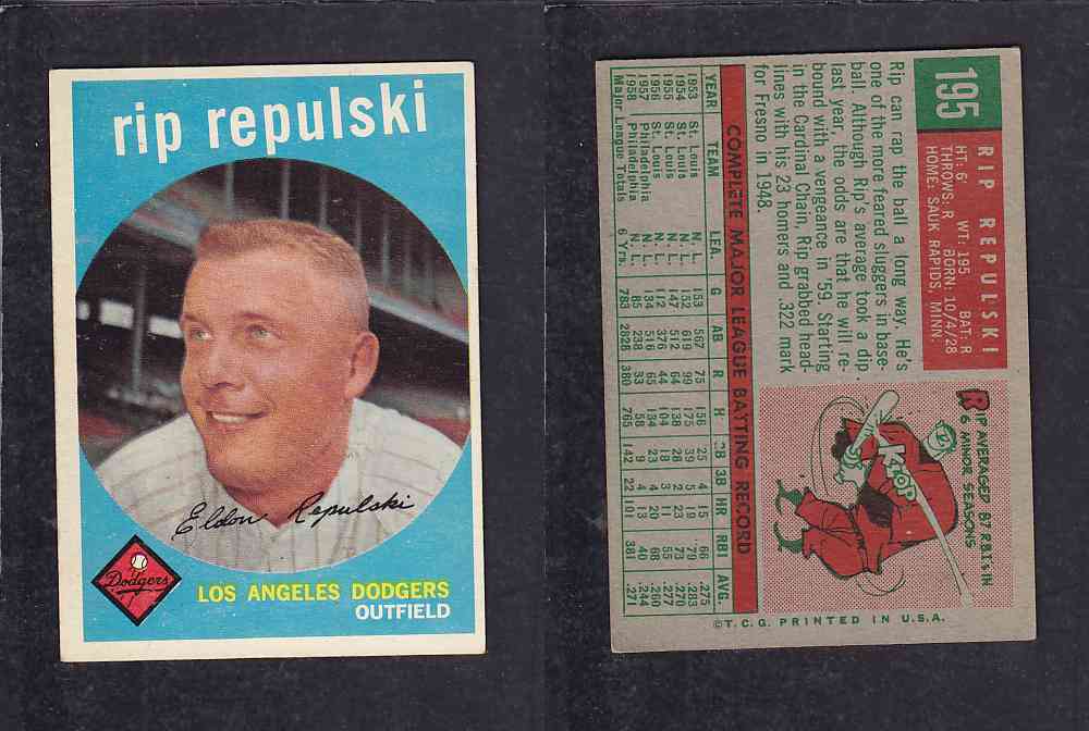 1959 TOPPS BASEBALL CARD #195 R. REPULSKI photo 1959 TOPPS BASEBALL CARD #195 R. REPULSKI photo