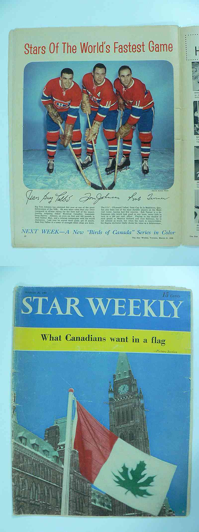 1958-59 TORONTO STAR FULL MAGAZINE TALBOT/JOHNSON/TURNER POSTER photo 1958-59 TORONTO STAR FULL MAGAZINE TALBOT/JOHNSON/TURNER POSTER photo