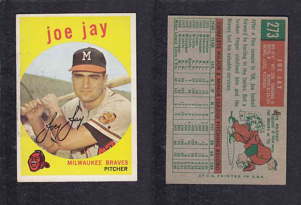 1959 TOPPS BASEBALL CARD #273 J. JAY photo 1959 TOPPS BASEBALL CARD #273 J. JAY photo