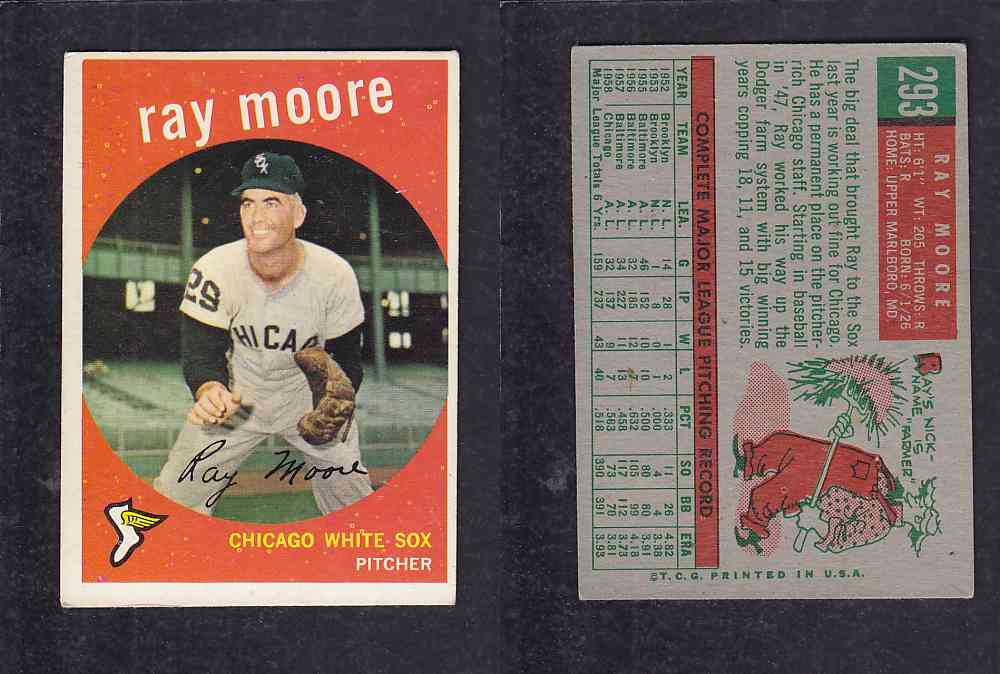 1959 TOPPS BASEBALL CARD #293   R.  MOORE photo