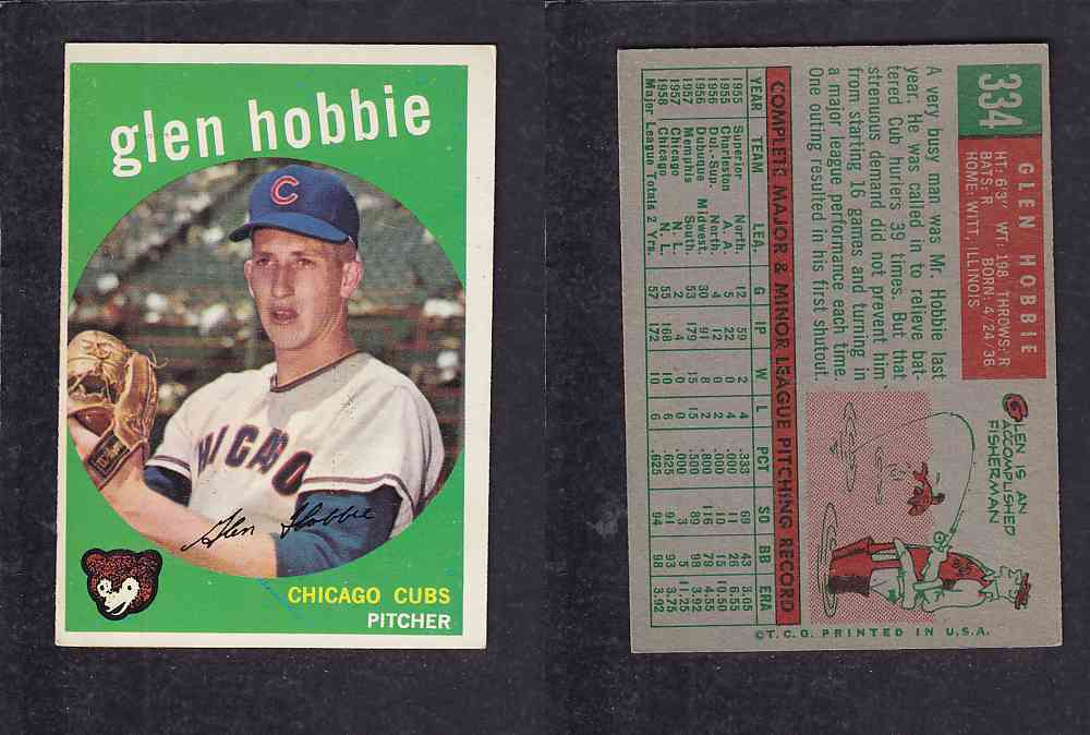 1959 TOPPS BASEBALL CARD #334 G .HOBBIE photo 1959 TOPPS BASEBALL CARD #334 G .HOBBIE photo
