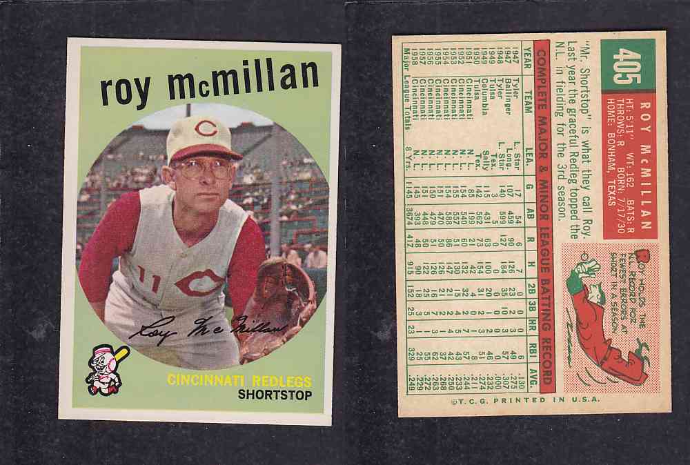 1959 TOPPS BASEBALL CARD #405 R. McMILLAN photo 1959 TOPPS BASEBALL CARD #405 R. McMILLAN photo