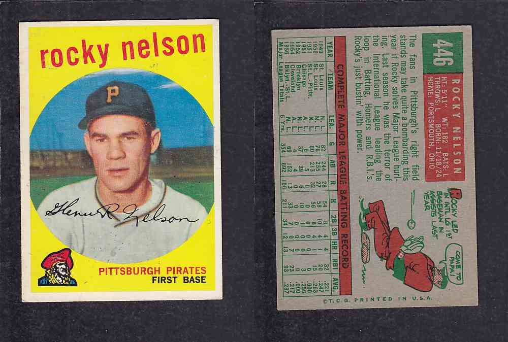 1959 TOPPS BASEBALL CARD #446 R. NELSON photo 1959 TOPPS BASEBALL CARD #446 R. NELSON photo