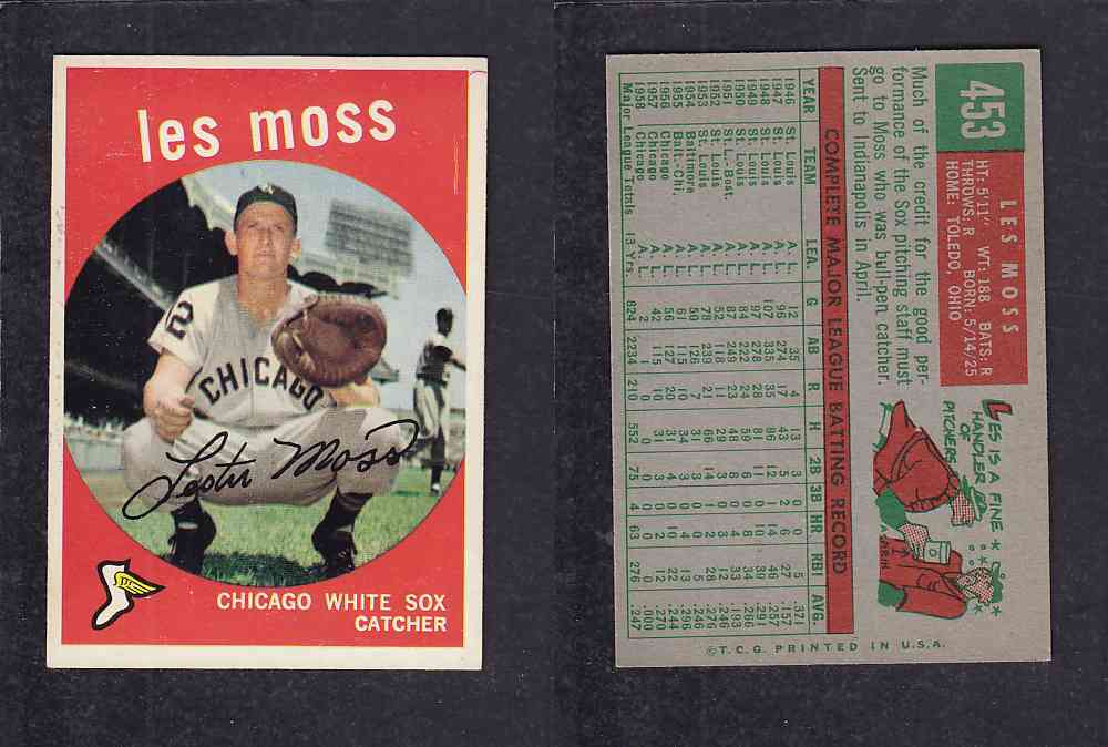 1959 TOPPS BASEBALL CARD #453 L. MOSS photo 1959 TOPPS BASEBALL CARD #453 L. MOSS photo
