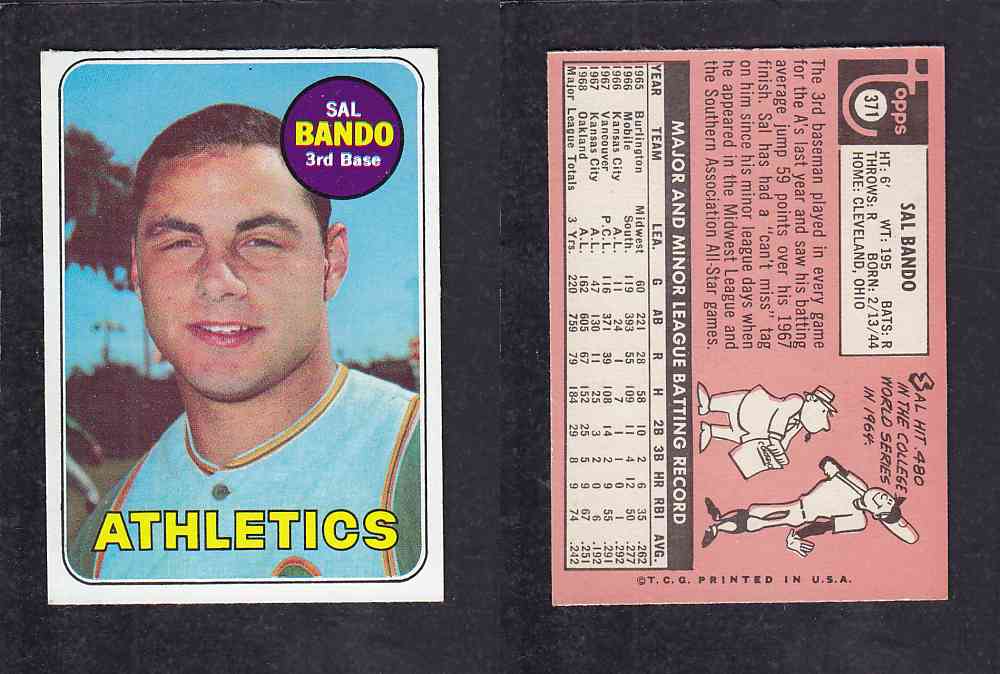 1969 TOPPS BASEBALL CARD #371 M. BANDO photo 1969 TOPPS BASEBALL CARD #371 M. BANDO photo