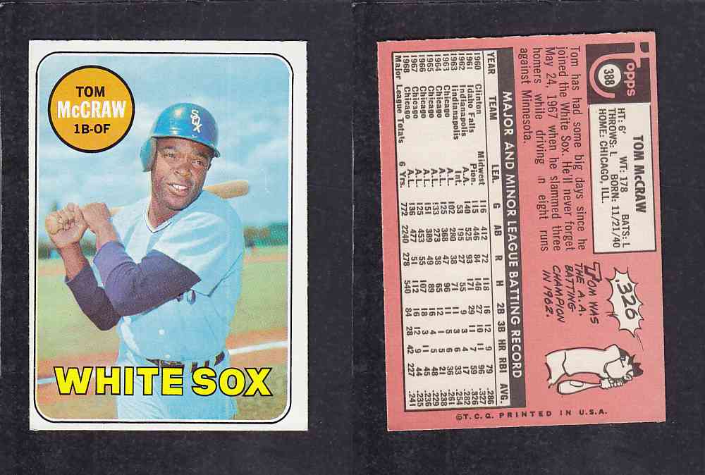 1969 TOPPS BASEBALL CARD #388 M. Mc CRAW photo 1969 TOPPS BASEBALL CARD #388 M. Mc CRAW photo
