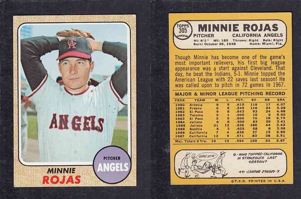 1968 TOPPS BASEBALL CARD #305 M. ROJAS photo 1968 TOPPS BASEBALL CARD #305 M. ROJAS photo