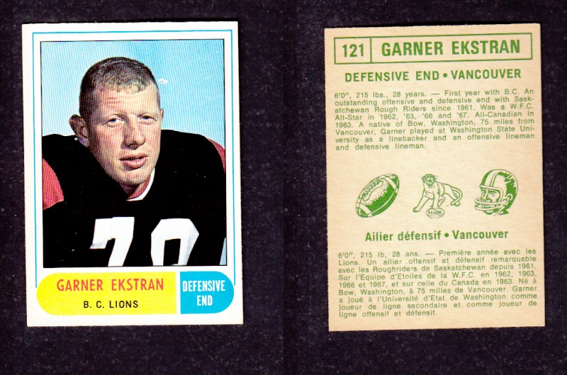 1968 CFL O-PEE-CHEE FOOTBALL CARD #121 G. EKSTRAN photo