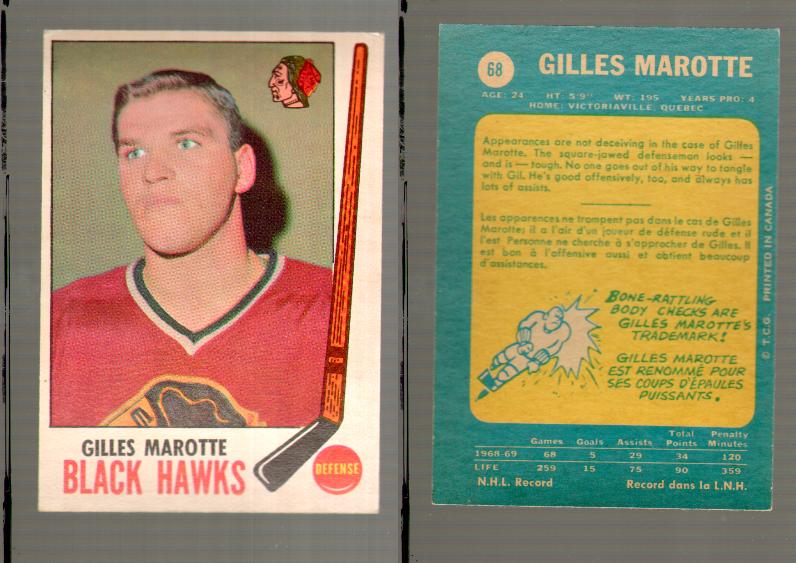1969-70 O-PEE-CHEE HOCKEY CARD #68 GILLES MAROTTE photo 1969-70 O-PEE-CHEE HOCKEY CARD #68 GILLES MAROTTE photo