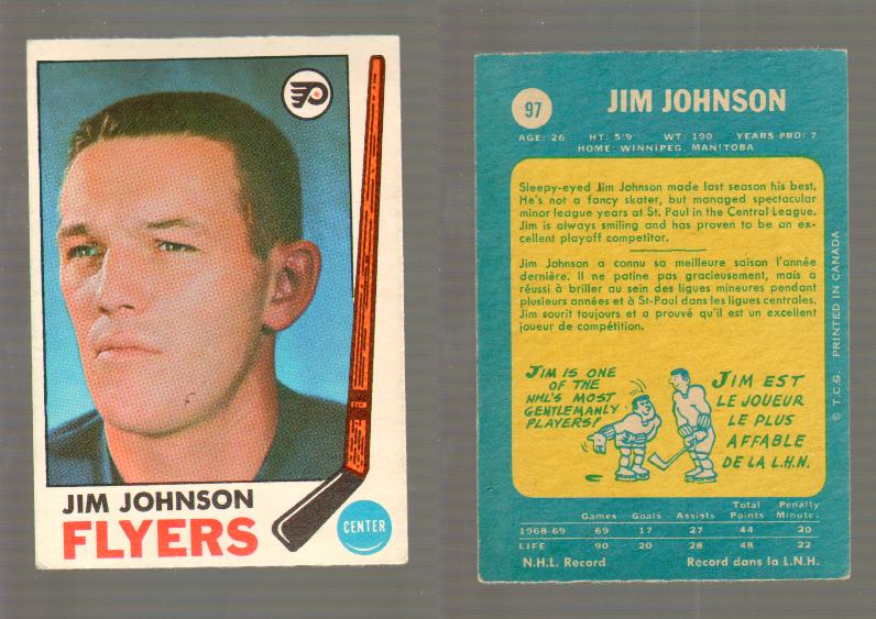 1969-70 O-PEE-CHEE HOCKEY CARD #97 JIM JOHNSON photo 1969-70 O-PEE-CHEE HOCKEY CARD #97 JIM JOHNSON photo