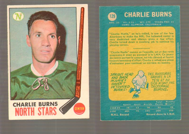 1969-70 O-PEE-CHEE HOCKEY CARD #129 CHARLIE BURNS photo 1969-70 O-PEE-CHEE HOCKEY CARD #129 CHARLIE BURNS photo