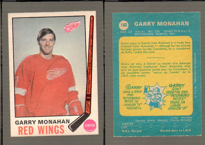 1969-70 O-PEE-CHEE HOCKEY CARD #160 GARRY MONAHAN photo 1969-70 O-PEE-CHEE HOCKEY CARD #160 GARRY MONAHAN photo