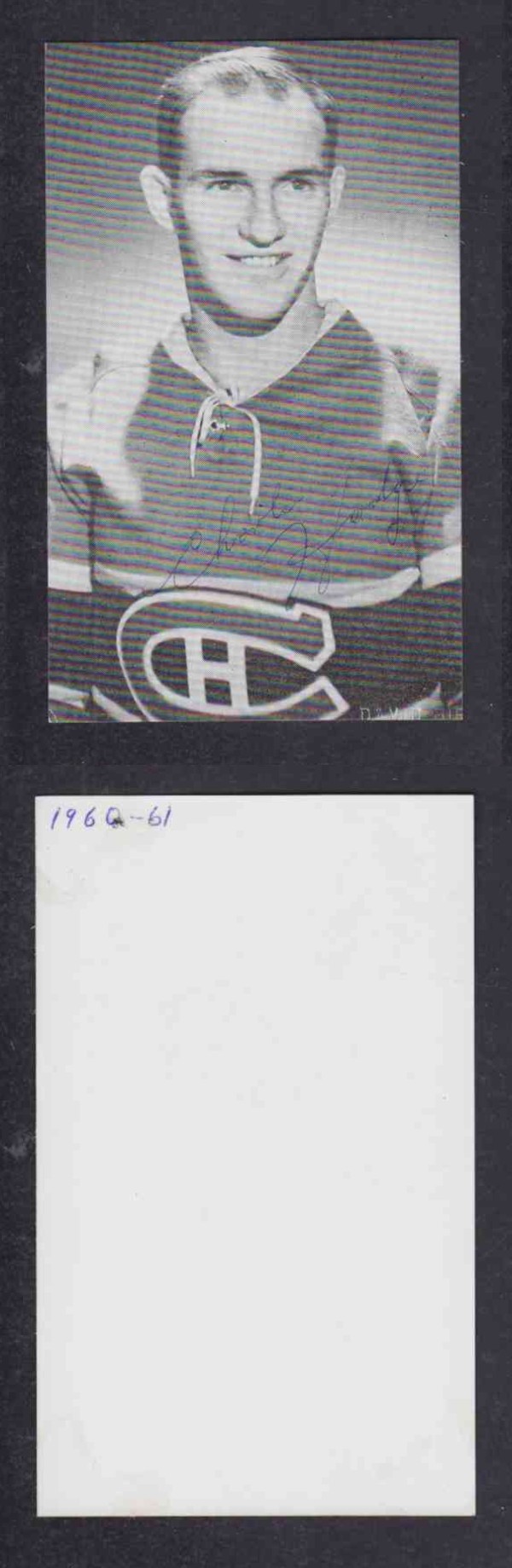1960 'S MONTREAL CANADIENS C.HODGE AUTOGRAPHED POST CARD photo 1960 'S MONTREAL CANADIENS C.HODGE AUTOGRAPHED POST CARD photo
