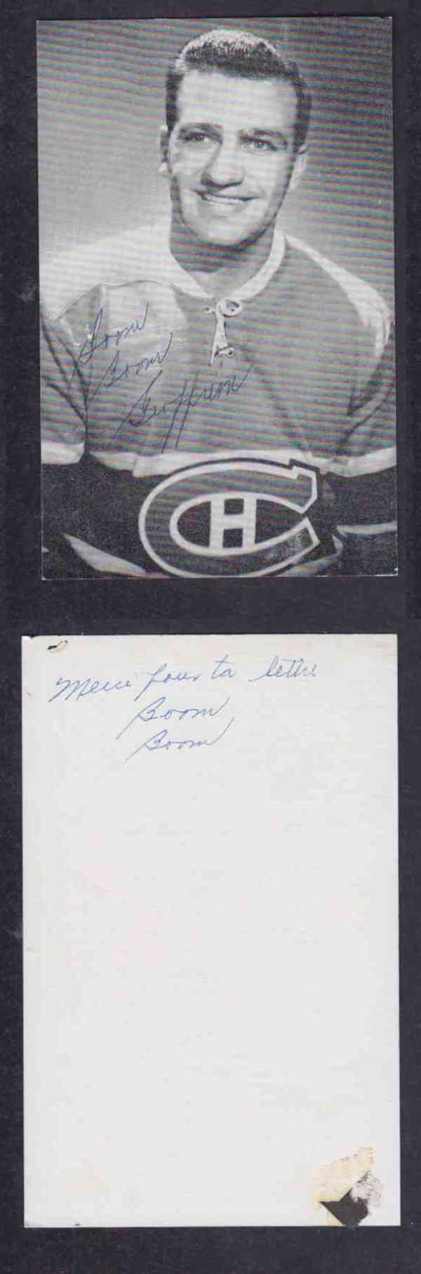 1960 'S MONTREAL CANADIENS B.GEOFFRION AUTOGRAPHED POST CARD photo 1960 'S MONTREAL CANADIENS B.GEOFFRION AUTOGRAPHED POST CARD photo