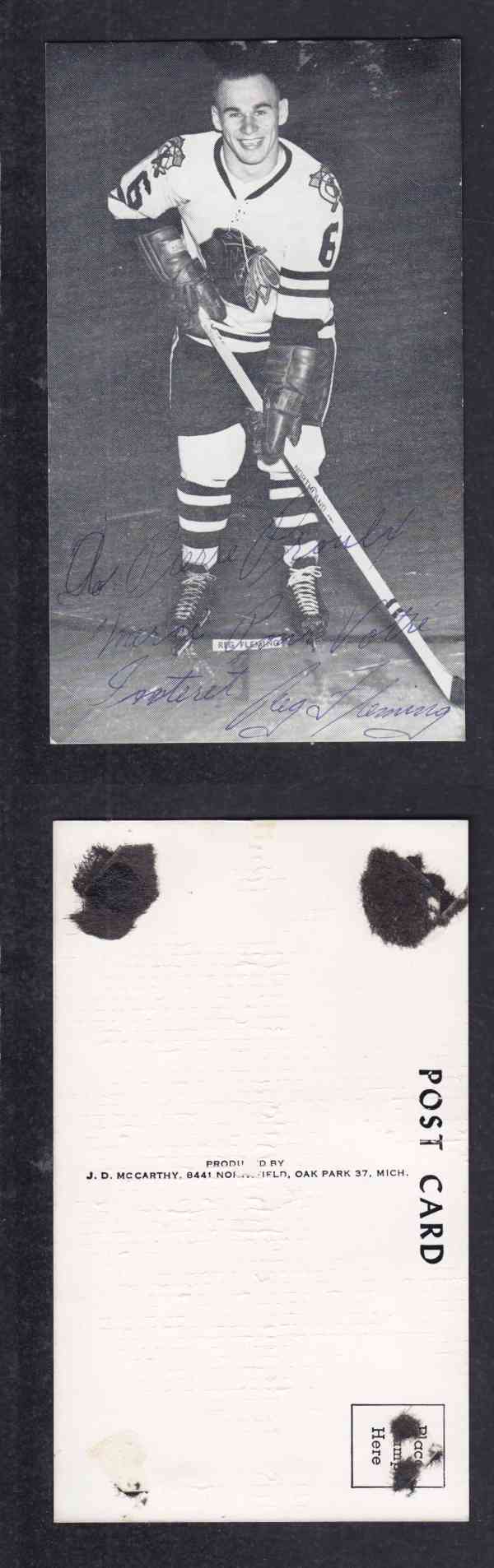 1960 'S CHICAGO BLACKHAWKS R.FLEMMING AUTOGRAPHED POST CARD photo 1960 'S CHICAGO BLACKHAWKS R.FLEMMING AUTOGRAPHED POST CARD photo