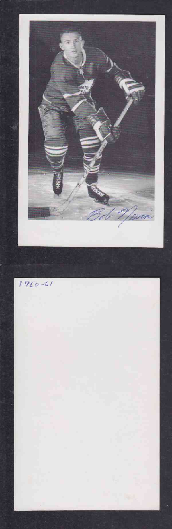 1960 'S TORONTO MAPLE LEAFS B.NEVIN AUTOGRAPHED POST CARD photo 1960 'S TORONTO MAPLE LEAFS B.NEVIN AUTOGRAPHED POST CARD photo