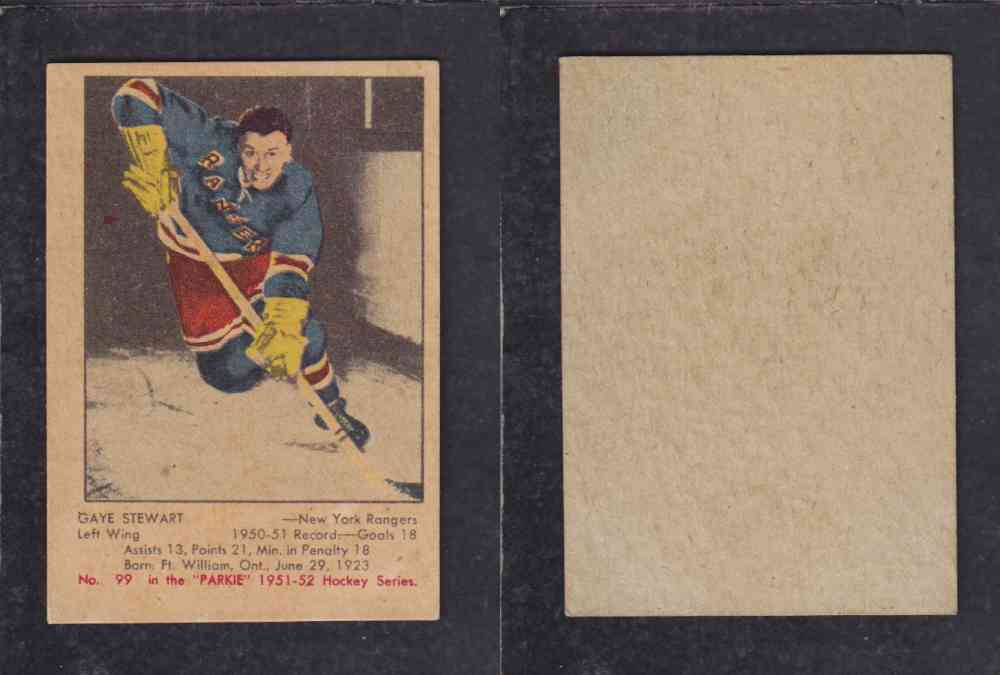 1951-52 PARKHURST HOCKEY CARD #99 G. STEWART photo 1951-52 PARKHURST HOCKEY CARD #99 G. STEWART photo