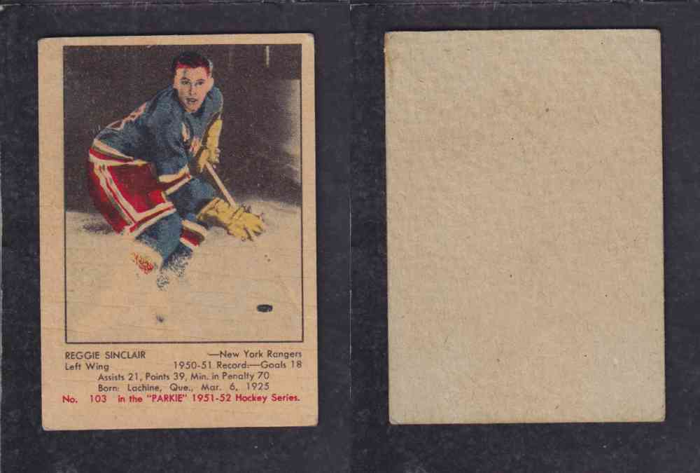 1951-52 PARKHURST HOCKEY CARD #103 R. SINCLAIR photo 1951-52 PARKHURST HOCKEY CARD #103 R. SINCLAIR photo