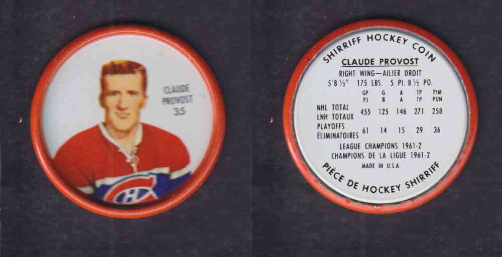 1962-63 SHIRRIFF HOCKEY COIN #35 C. PROVOST photo 1962-63 SHIRRIFF HOCKEY COIN #35 C. PROVOST photo