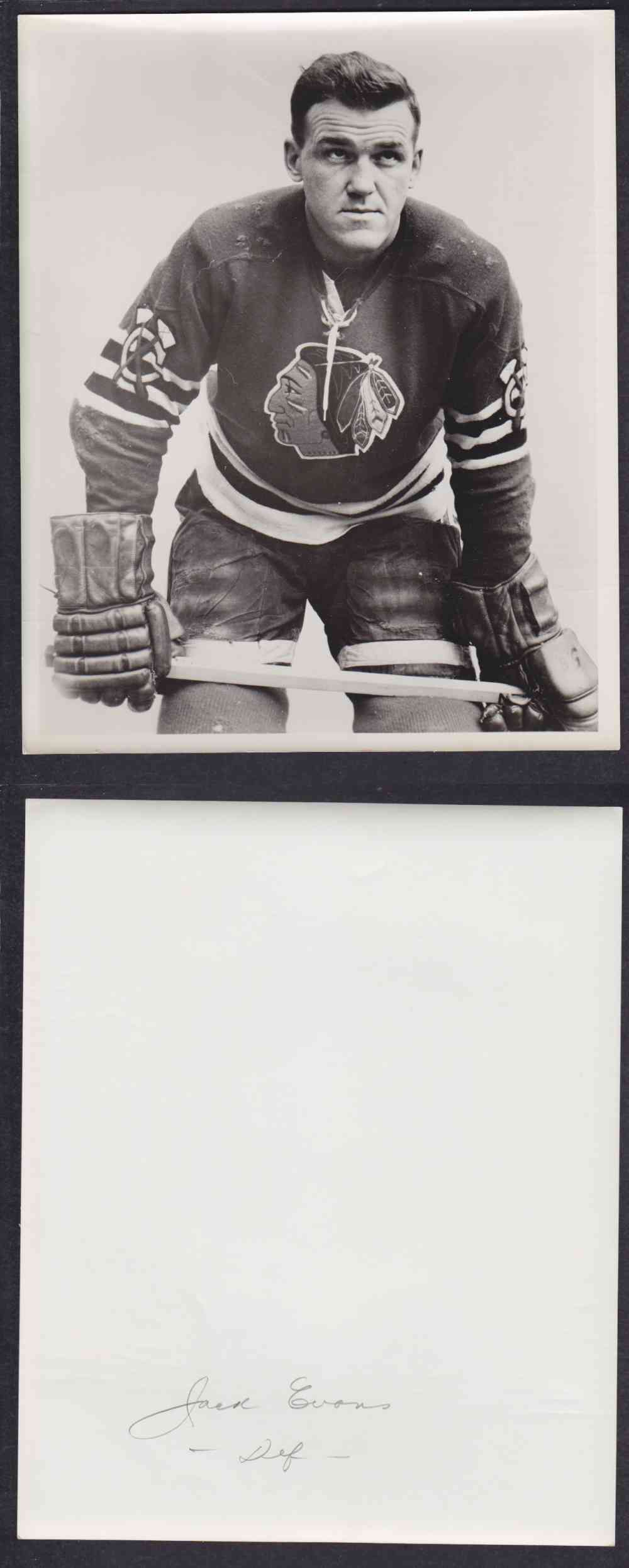 1950'S CHICAGO BLACKHAWKS PHOTO J. EVANS photo 1950'S CHICAGO BLACKHAWKS PHOTO J. EVANS photo