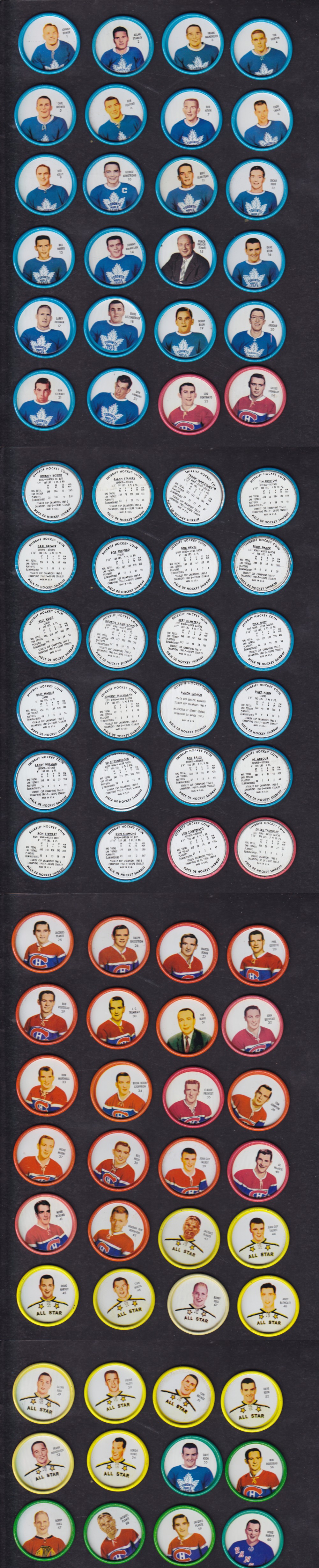1962-63 SHIRRIFF HOCKEY COIN FULL SET 60/60 photo 1962-63 SHIRRIFF HOCKEY COIN FULL SET 60/60 photo