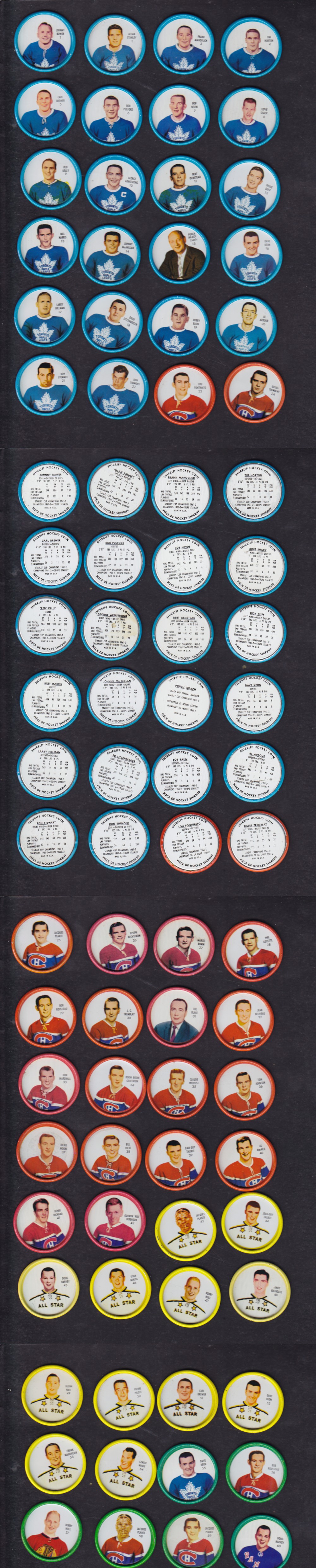 1962-63 SHIRRIFF HOCKEY COIN FULL SET 60/60 photo 1962-63 SHIRRIFF HOCKEY COIN FULL SET 60/60 photo