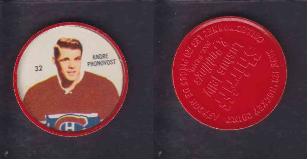 1960-61 SHIRRIFF HOCKEY COIN #32 A. PRONOVOST photo 1960-61 SHIRRIFF HOCKEY COIN #32 A. PRONOVOST photo