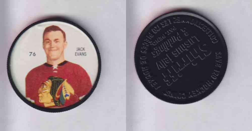 1960-61 SHIRRIFF HOCKEY COIN #76 J. EVANS photo 1960-61 SHIRRIFF HOCKEY COIN #76 J. EVANS photo