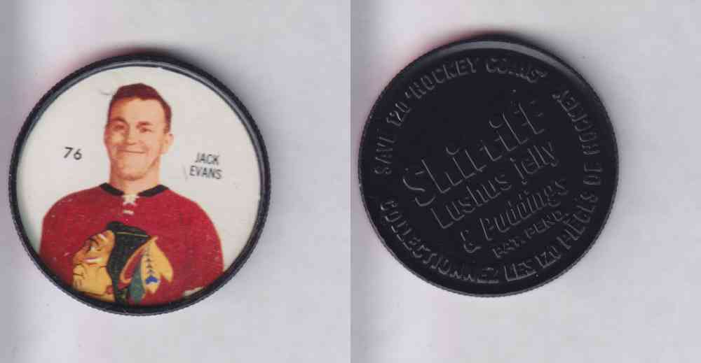 1960-61 SHIRRIFF HOCKEY COIN #76 J. EVANS photo 1960-61 SHIRRIFF HOCKEY COIN #76 J. EVANS photo