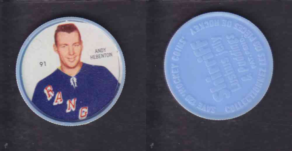 1960-61 SHIRRIFF HOCKEY COIN #91 A. HEBENTON photo 1960-61 SHIRRIFF HOCKEY COIN #91 A. HEBENTON photo