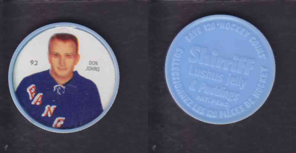 1960-61 SHIRRIFF HOCKEY COIN #93 D. JOHNS photo 1960-61 SHIRRIFF HOCKEY COIN #93 D. JOHNS photo